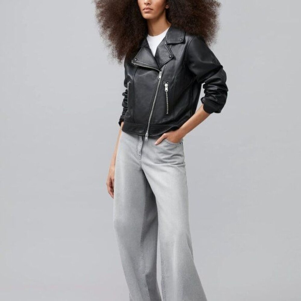 French Connection Connie Leather Biker Moto Jacket